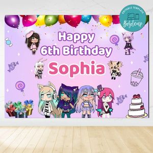 Gacha life Birthday Backdrop Digital File Template Instant Download