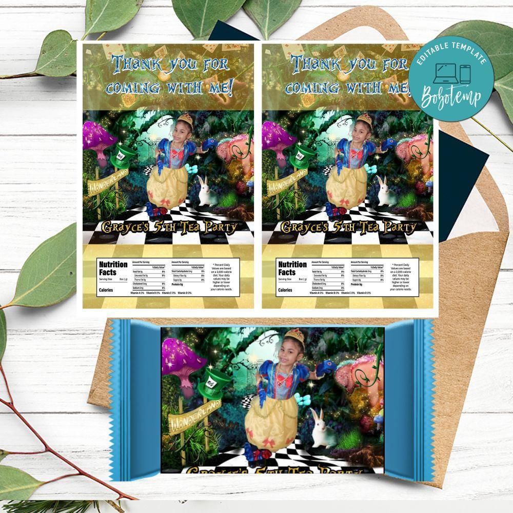 Alice in Wonderland custom photo Rice Krispies Treats Printable Instant Download