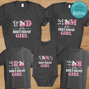 Farm Cow Girl Family Birthday PNG file template