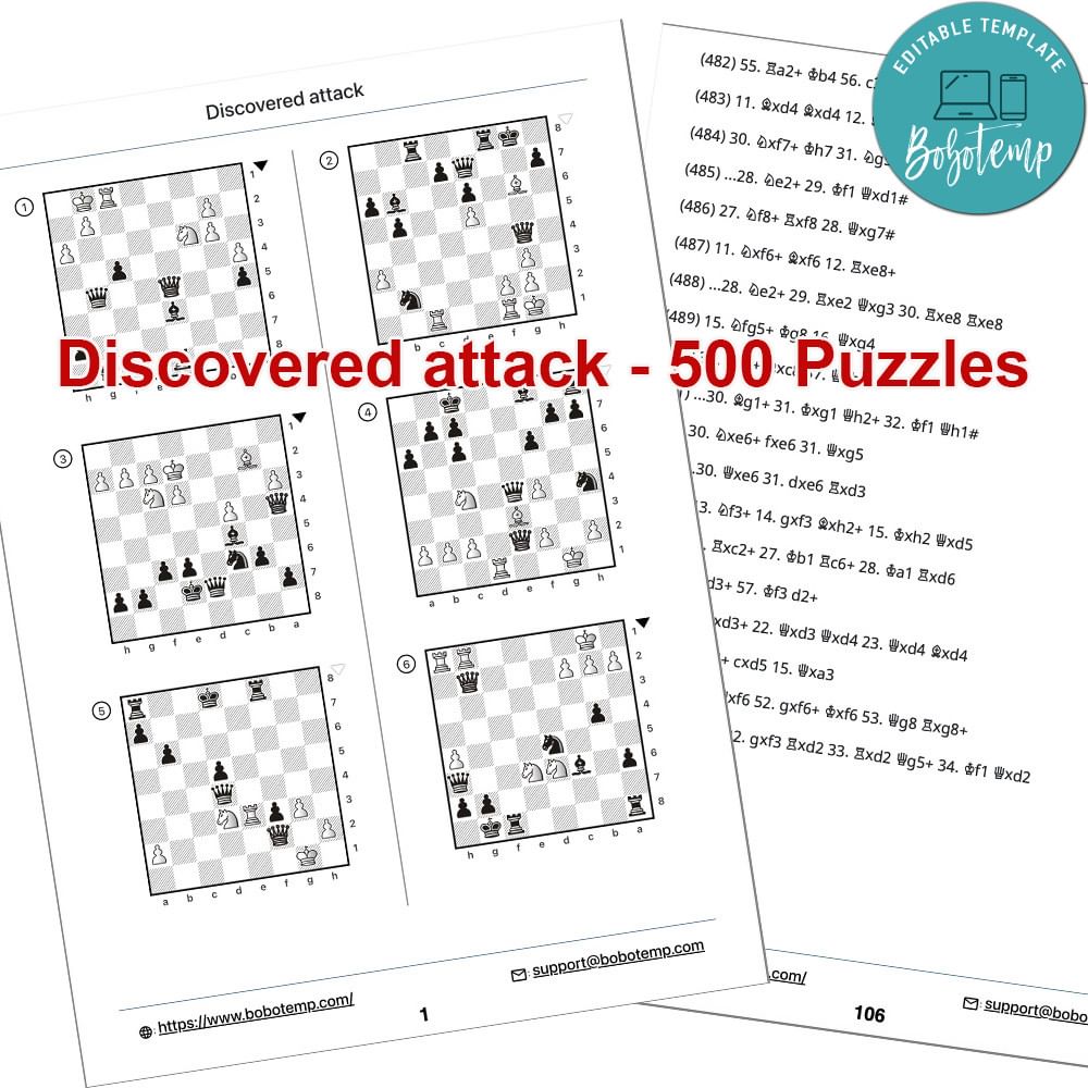 Discovered attack Chess Puzzles – 500 Printable PDF for Kids | Bobotemp