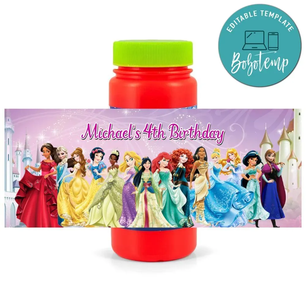 Disney princess Bubbles Wrapper Template to Print at Home DIY | Bobotemp