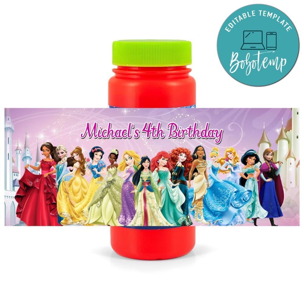 Disney princess Bubbles Wrapper Template to Print at Home Instant Download