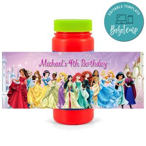 Disney princess Bubbles Wrapper Template to Print at Home Instant Download