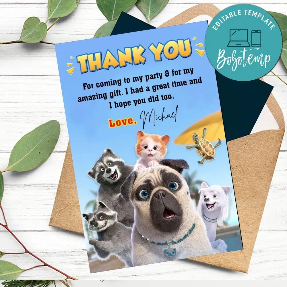 Mighty Mike Thank You Card Customizable Template DIY | Bobotemp