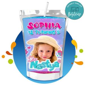 Nastya Capri Sun Birthday Labels Digital File Printable Instant Download