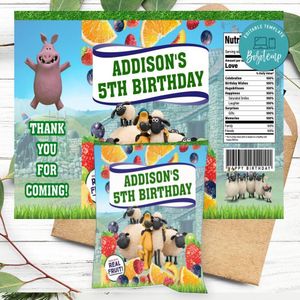 Shaun The Sheep Birthday Party Fruit Snack Bag Digital File Printable Instant Download