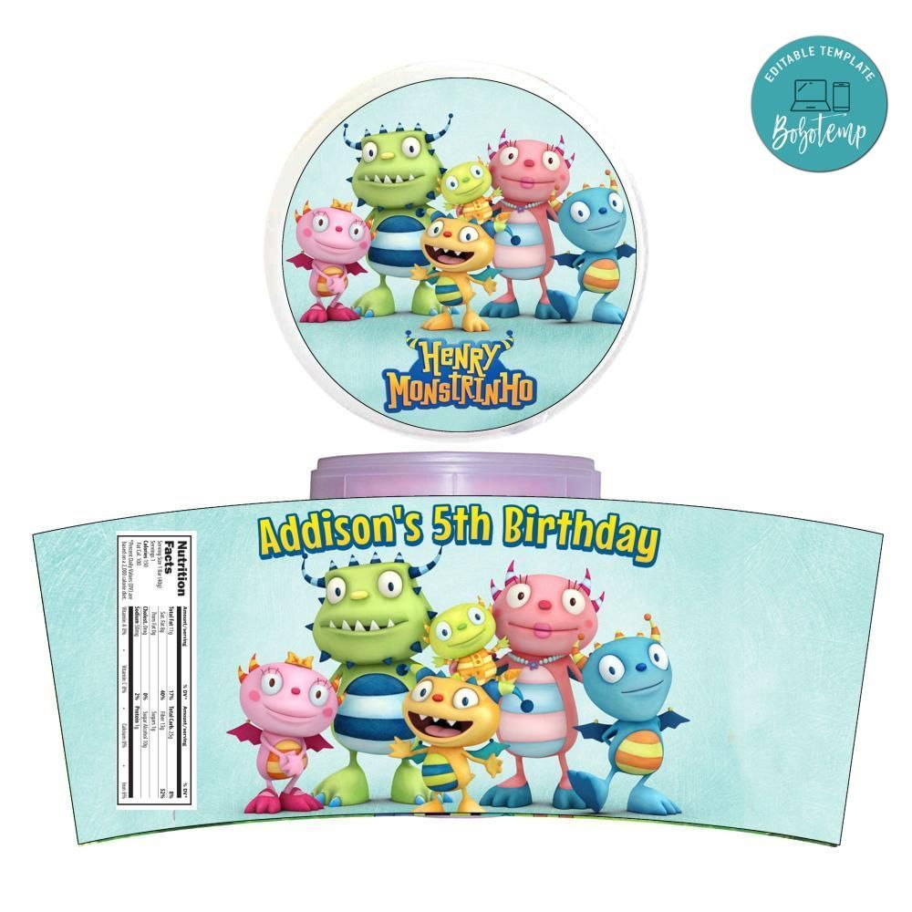 Henry Hugglemonster Cotton Candy Label Template To Print At Home Instant Download