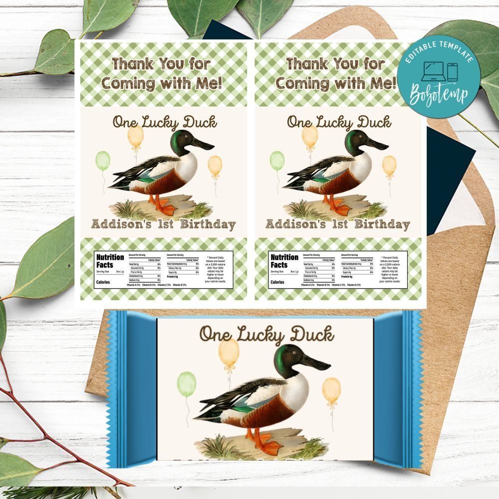 One lucky duck Rice Krispies Treats Printable Instant Download