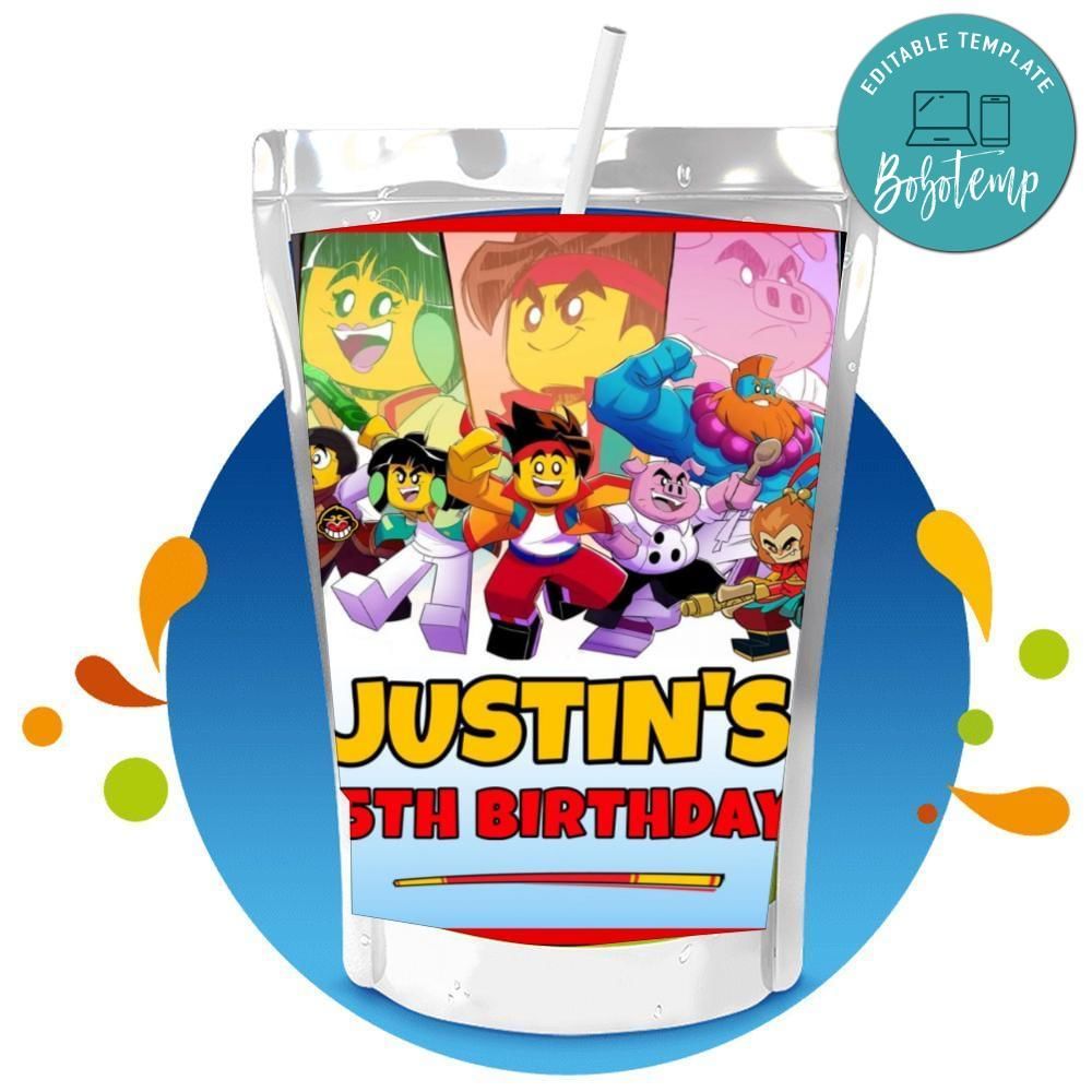 Monkie kid Capri Sun Birthday Labels Digital File Printable Instant Download