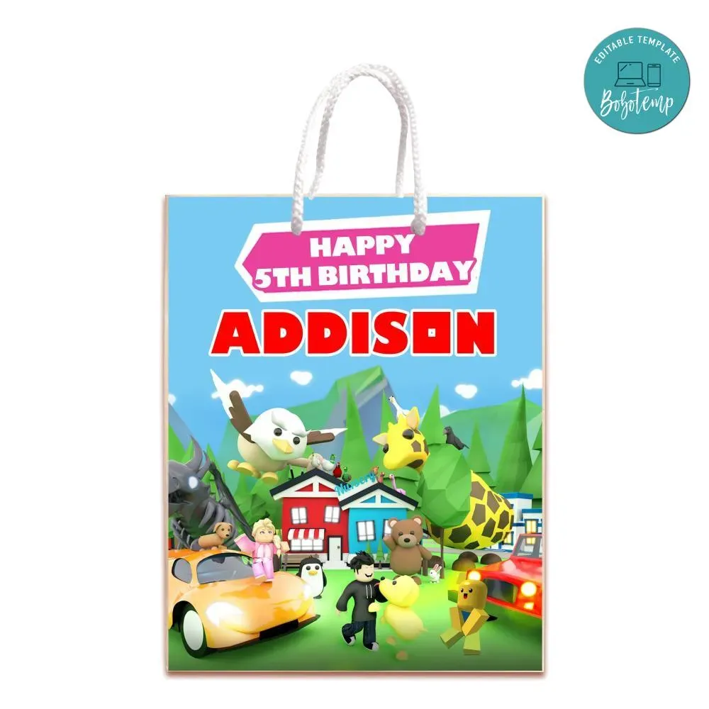 Adopt Me Gift Bag Label Template Printable DIY | Bobotemp