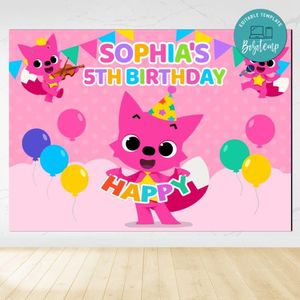 Pinkfong Birthday Backdrop Digital File Template Instant Download