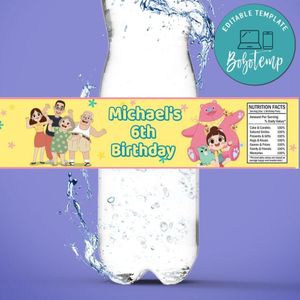 Luo Bao Bei Birthday Water Bottle Label Template to Print at Home Instant Download