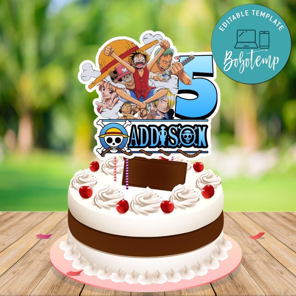 One Piece Cake Topper Template Printable Instant Download