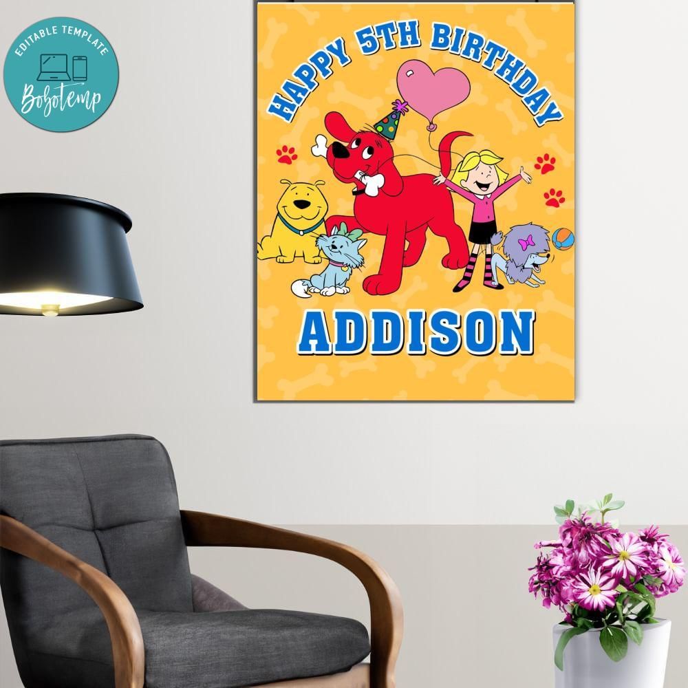 Clifford Birthday Welcome Sign Digital File Printable DIY | Bobotemp