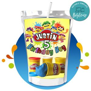 Play Doh Capri Sun Birthday Labels Digital File Printable Instant Download