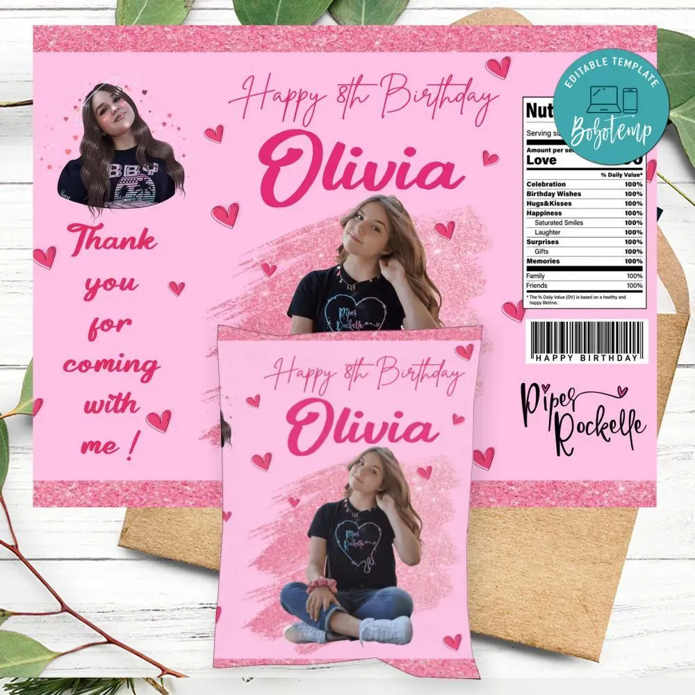 Piper Rockelle Birthday Party Chip Bag Digital File DIY Bobotemp