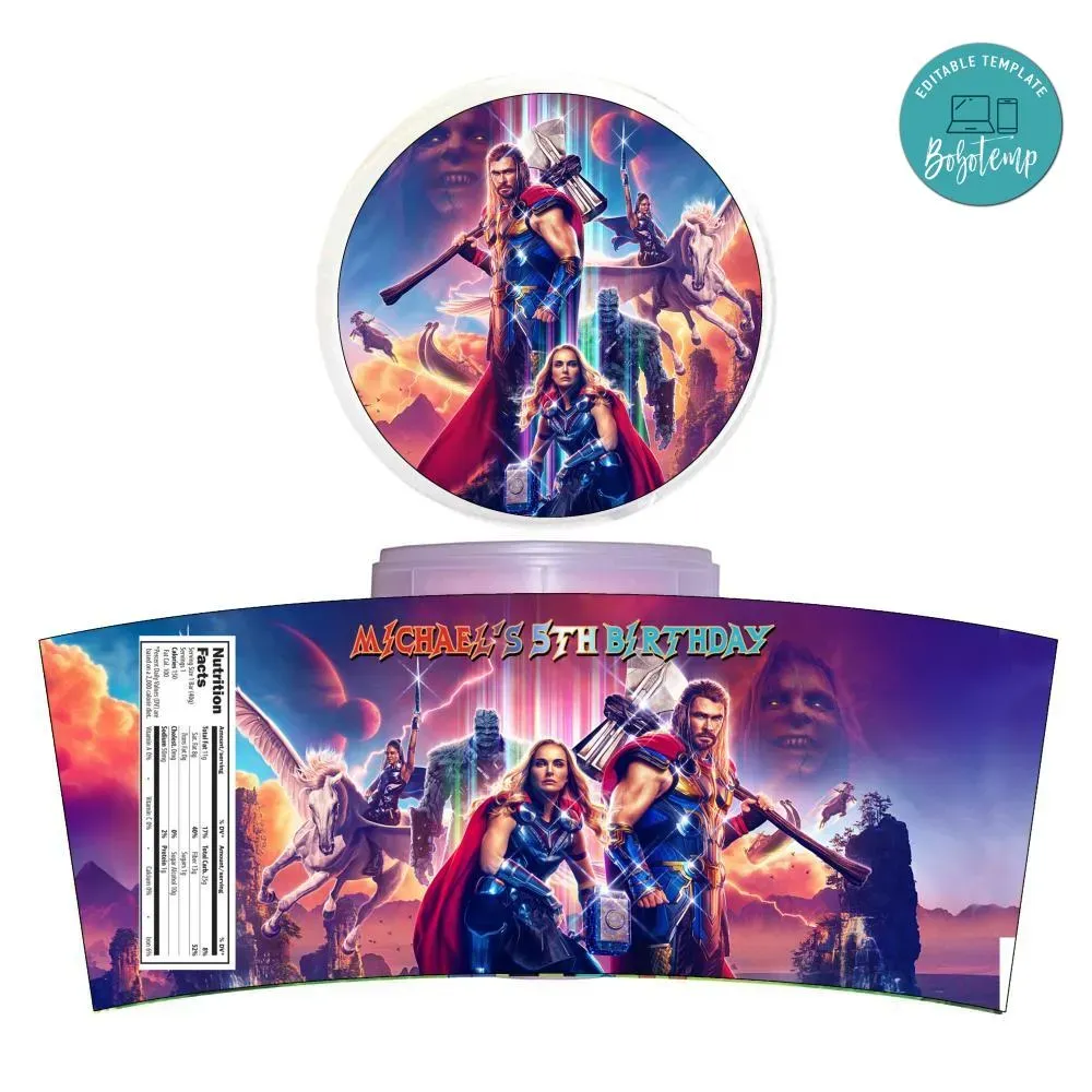 Thor Love And Thunder Cotton Candy Label Template | Bobotemp