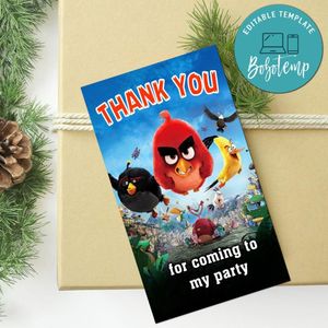 Angry Bird Thank You Tag Customizable Template To Print At Home Instant Download
