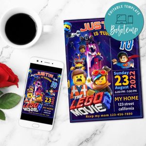 Legoland Lego Movie Emmet Birthday Flyer Customizable Template to Print at Home Instant Download