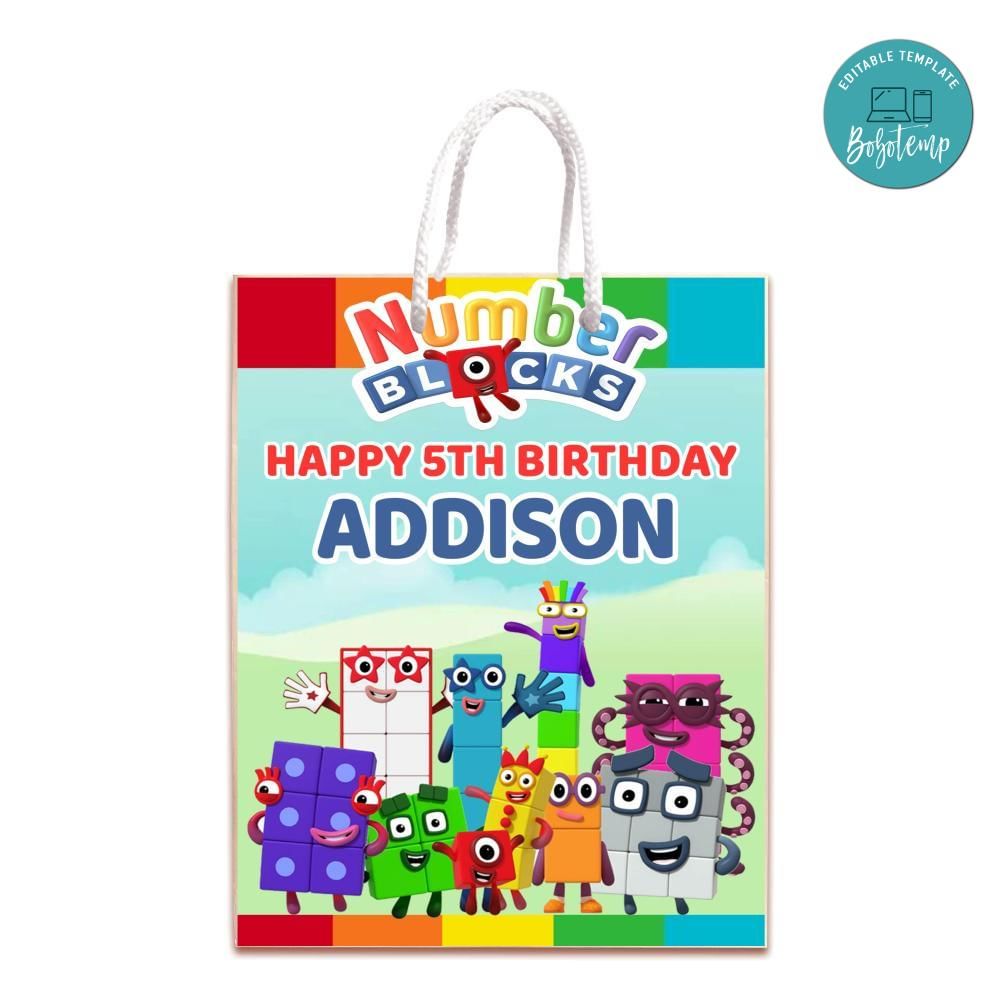 Numberblocks Gift Bag Label Template Printable DIY | Bobotemp
