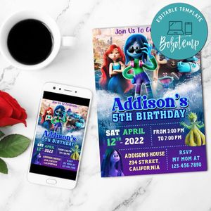 Teenage Kraken Mobile Invite Customizable Template Instant Download