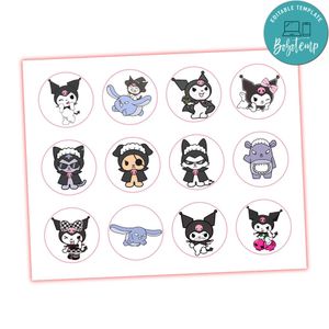 Kuromi Cupcake Toppers Template Printable Instant Download