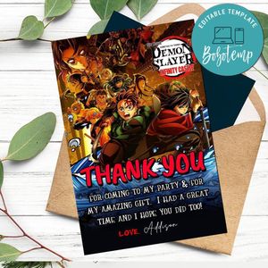 Demon Slayer: Kimetsu No Yaiba The Movie: Infinity Castle Thank You Card Customizable Template To Print At Home Instant Download