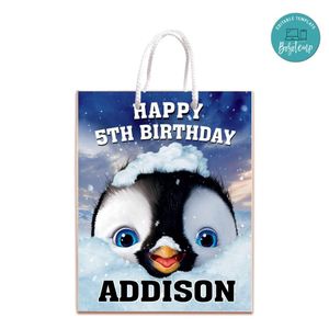 Happy Feet Gift Bag Label Template Printable Instant Download