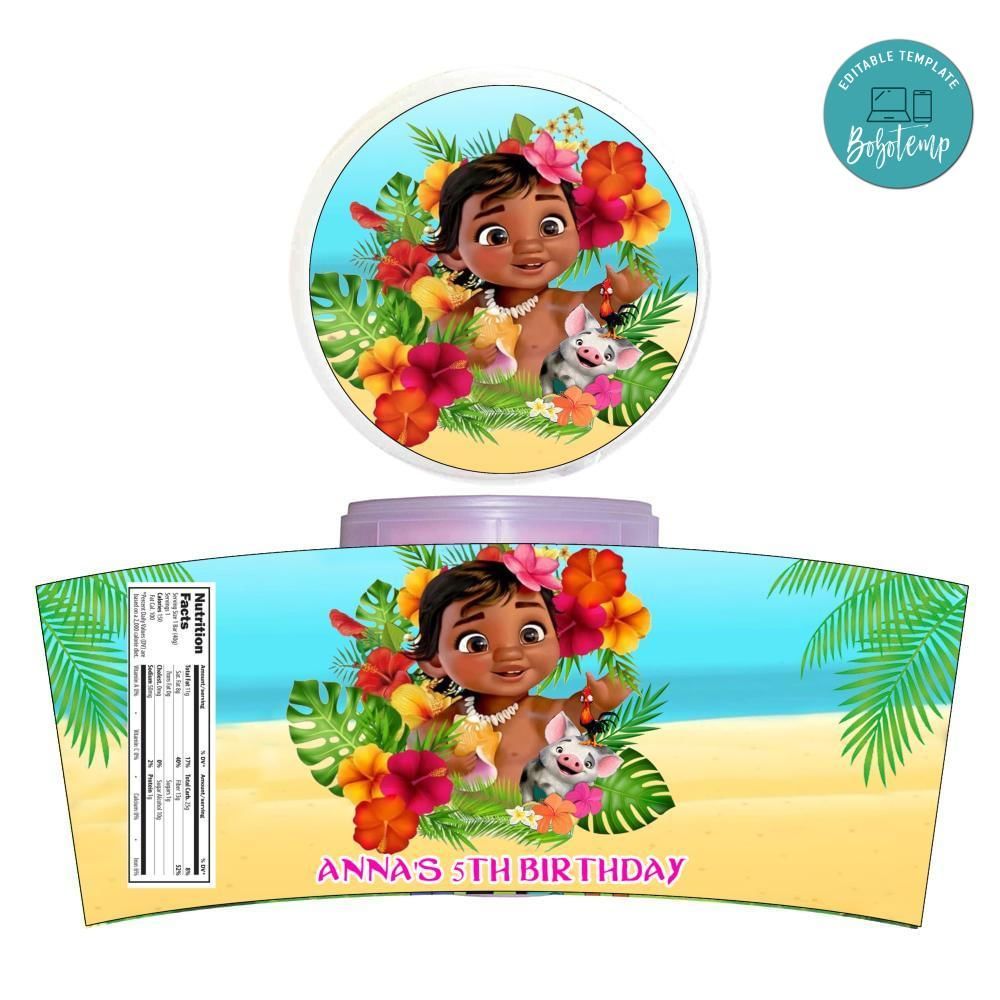 Baby Moana Cotton Candy Label Template To Print At Home Instant Download