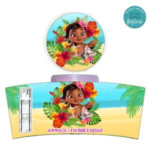 Baby Moana Cotton Candy Label Template To Print At Home Instant Download