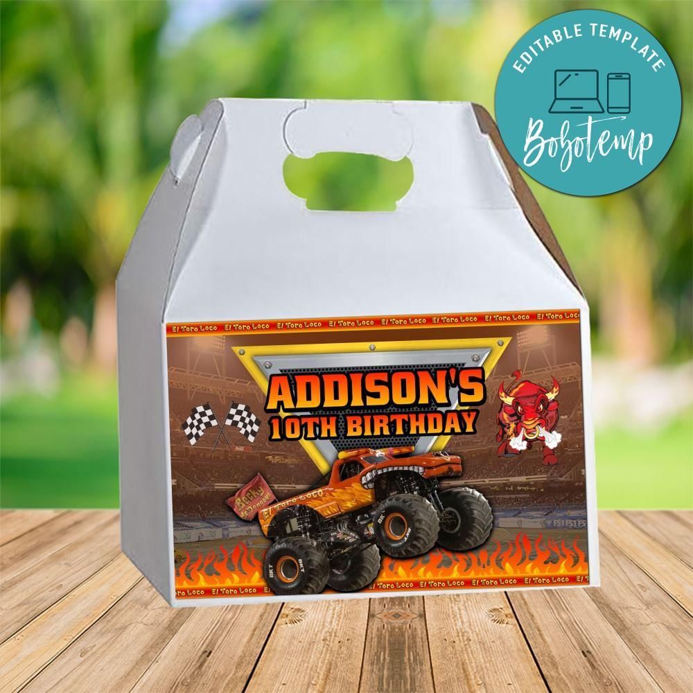 El Toro Loco Gable Box Digital File Printable Instant Download