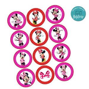 Minnie Mouse Cupcake Toppers Template Printable Instant Download
