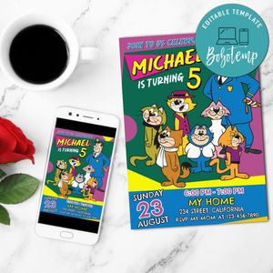 Top Cat Cartoon Birthday Mobile Invite Customizable Template Instant Download