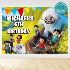 Abominable Birthday Backdrop Digital File Template Instant Download