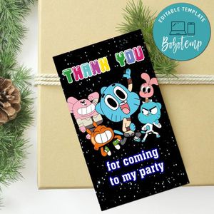 Gumball Thank You Tag Customizable Template To Print At Home Instant Download
