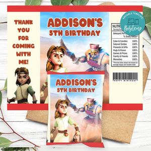 A Giant Adventure Birthday Chip Bag Label Customizable Instant Download
