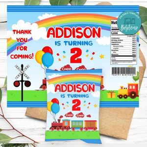 Choo Choo Birthday Party Chip Bag Digital File Printable Instant Download
