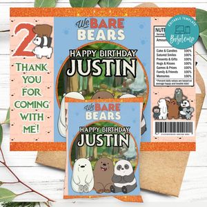 We Bare Bears Birthday Chip Bag Digital File Printable Instant Download
