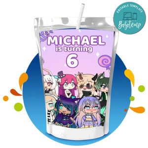 Gacha life Capri Sun Birthday Labels Digital File Printable Instant Download