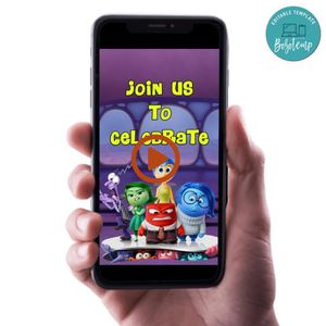 Inside out 2 Birthday Video Invitation Digital Template Customizable Instant Download