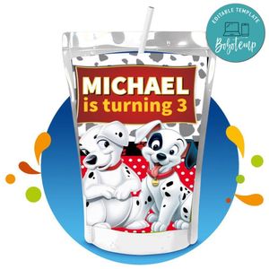101 Dalmatians Capri Sun Birthday Labels Digital File Printable Instant Download