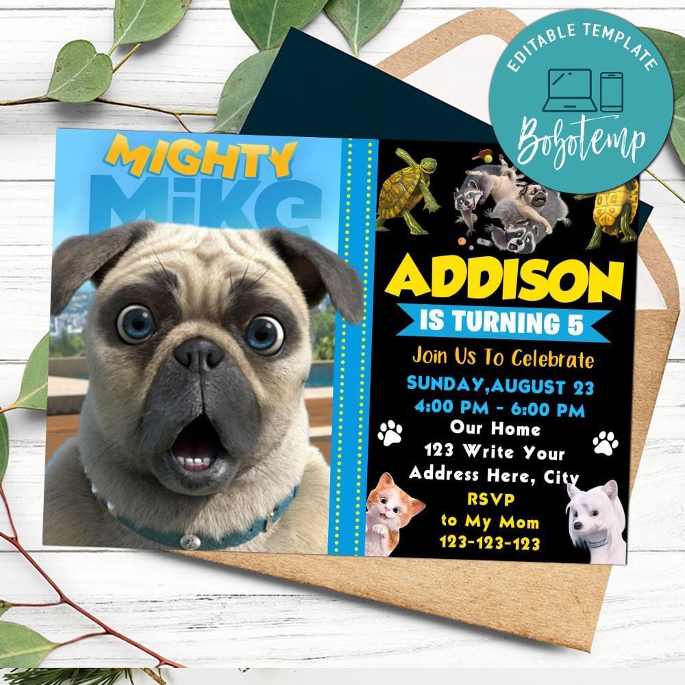 Mighty mike Birthday Invitation Customizable Template | Bobotemp Shop