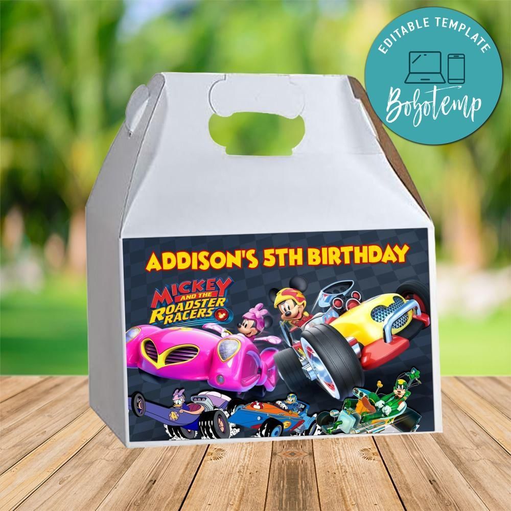 Mickey Roadster Racers Gable Box Digital File Printable Instant Download