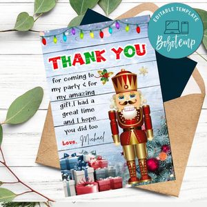Christmas Nutcracker Thank You Card Customizable Template To Print At Home Instant Download