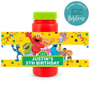 Sesame street Bubbles Wrapper Template to Print at Home Instant Download