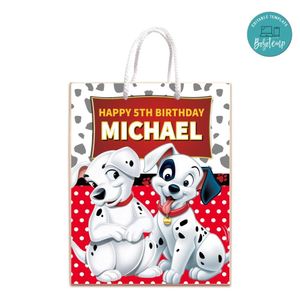 101 Dalmatians Gift Bag Label Template Printable Instant Download
