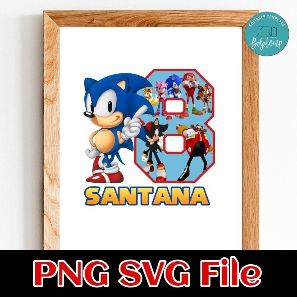 Sonic Birthday 8 Customer request PNG file template