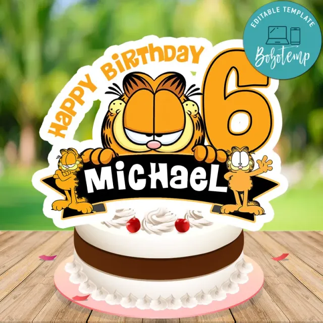 Garfield Birthday Cake Topper Template Printable | Bobotemp