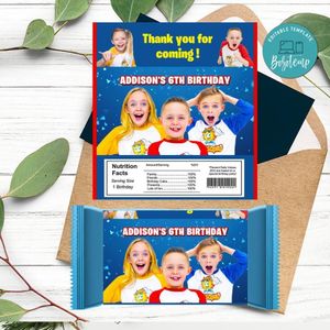 Funsquad Candy bar Label Customizable Template Instant Download