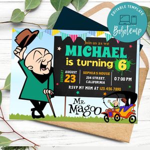 Mr magoo Invitation Customizable Template to Print at Home Instant Download